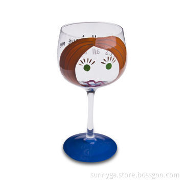 Wholesale Hand-painted Wine Glass with 380mL Capacity and 80mm Height